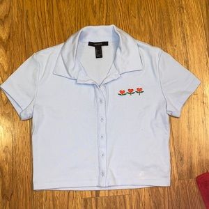 Cropped collar shirt